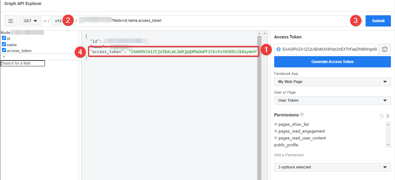 Facebook Graph API Explorer - generate d access token